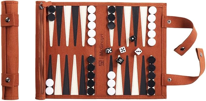 Backgammon Game Set - Roll up Board Games- Portable Travel Backgammon for Companion. Multiple Colors