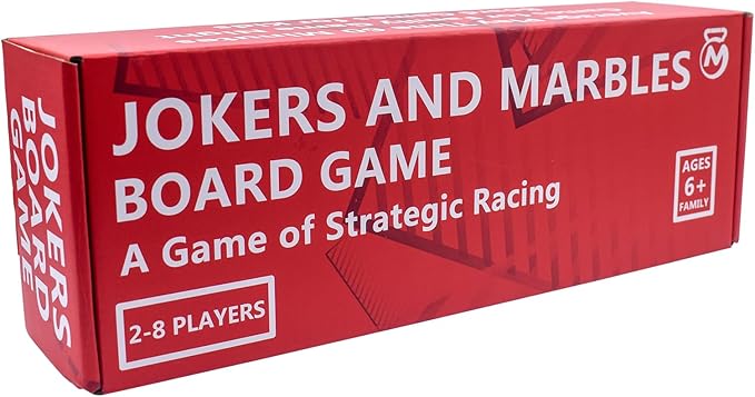 Jokers and Marbles Board Game Pegs and Jokers Card Game for 2-8 Players, Colorful Double-Side Painted Solid Wood Game Boards with 8 Color 48 Marbles 4 Decks of Cards Game Set