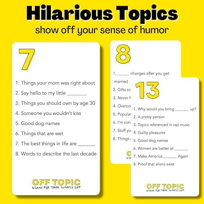 OFF TOPIC Party Game for Adults - Fun Adult Board Games for Groups of 2-8 Players - Hilarious Game Night Card Game for Friends, Family & More