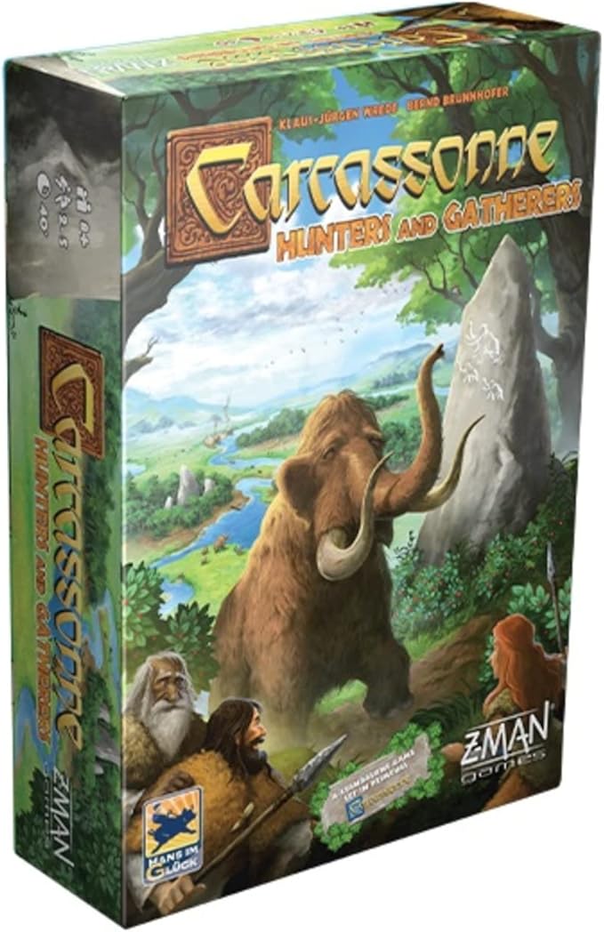 Carcassonne Hunters & Gatherers Board Game - Prehistoric Adventure with New Tiles & Meeples! Strategy Game for Kids and Adults, Ages 8+, 2-5 Players, 40 Minute Playtime, Made by Z-Man Games