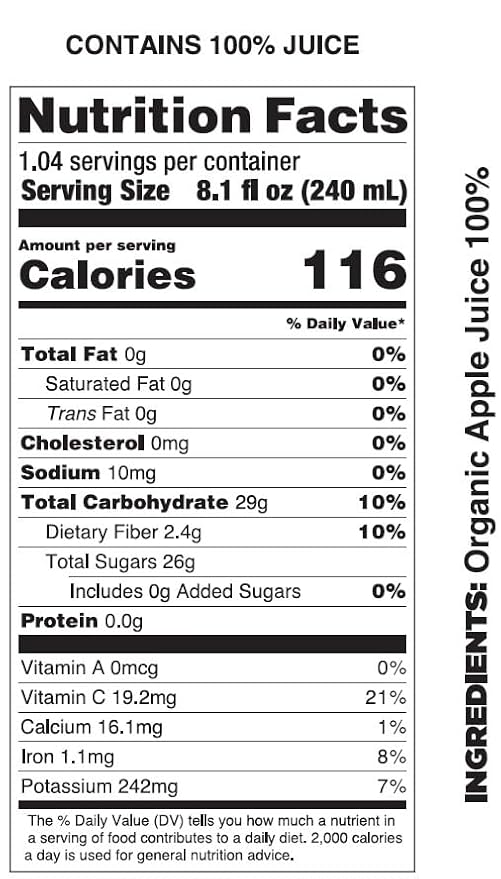 Pomona Organic Apple Juice (Pack of 12), Cold Pressed USDA Organic Juices, Apples And Lemon Juice, No Added Sugar, Not From Concentrate, Vegan, Kosher, Non GMO, Pasteurized, 8.4 Oz Glass Bottles