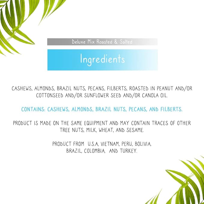 Mixed Nuts Deluxe - Roasted & Salted | 32 oz Reusable Container | Healthy Gourmet Variety Snack Mix with Cashews, Almonds, Brazil Nuts, Pecans, Hazelnuts (No Peanuts) Holiday Gifts | Keto, Vegan Friendly, Healthy Nut Mix | Jaybee's