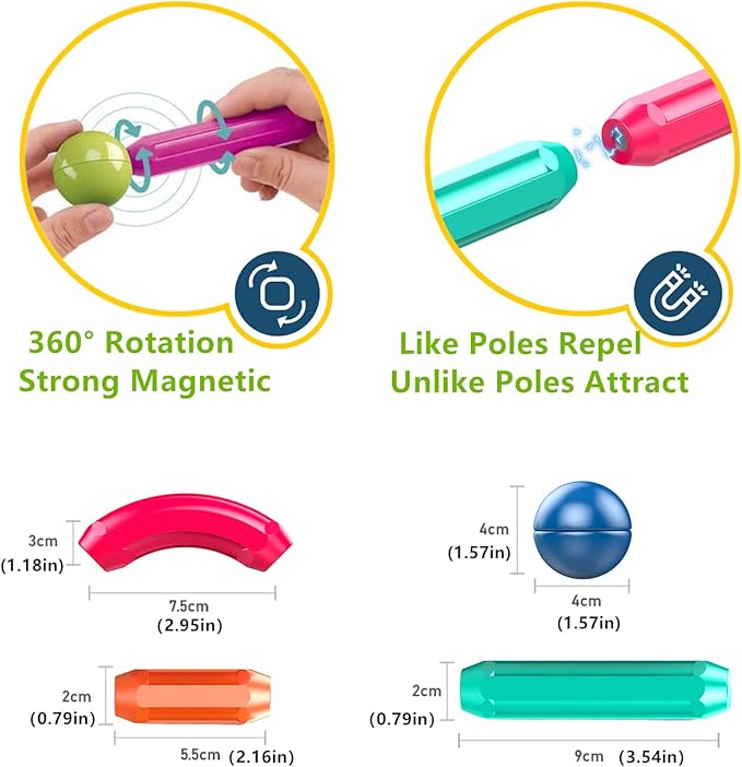 Magnetic Stick, Balls and Rods Set, Building Blocks, STEM Stacking Toys, Educational Toys for Kids Boys and Girls (25 PCS)