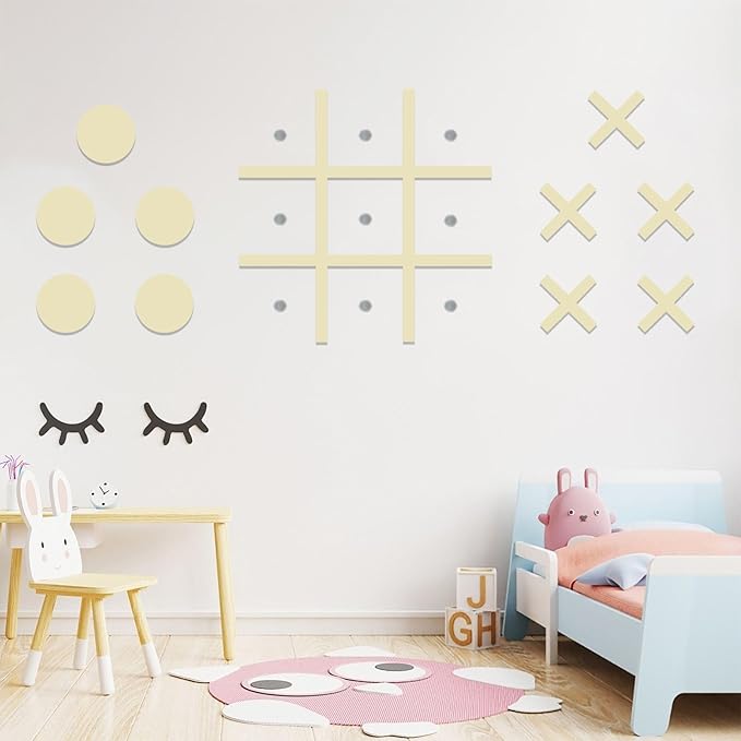 Magnetic Tic Tac Toe Wall-Mount Game, Board Games,Game Room Decor,Kids&Adults Indoor Party Game,Modern Wall Decals for Kids Room,Playroom Decals,Classroom&Offices,Best Gift for Kids,Family, Friends