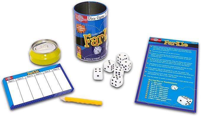 6 Pack Family Dice Games for Kids and Adults 4-8, 8-12 - Tin Can Travel Table Games and Activities, Farkle, Snake Eyes, Bunco, Dice of Liars, More | Family Game Night Bundle