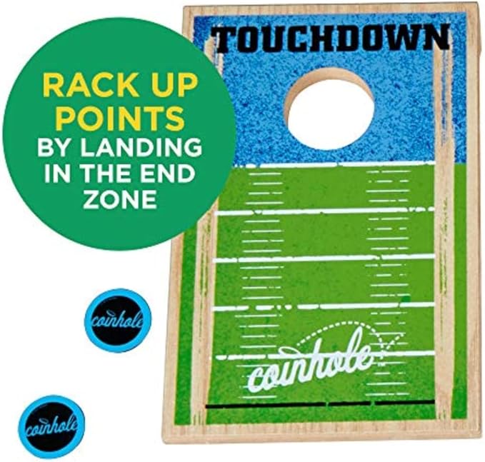 Hasbro Tabletop Game Coin Bouncing Party Game | Desktop Cornhole Game Set Board Game | Indoor Outdoor Fun for Kids and Adults (Touchdown Game Set)