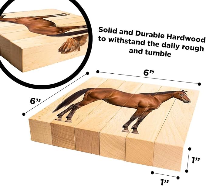 Wooden Animal Chunky Puzzles for Toddlers 2+ Years - Montessori 4 in 1 Farm Animal Block Puzzle Toy