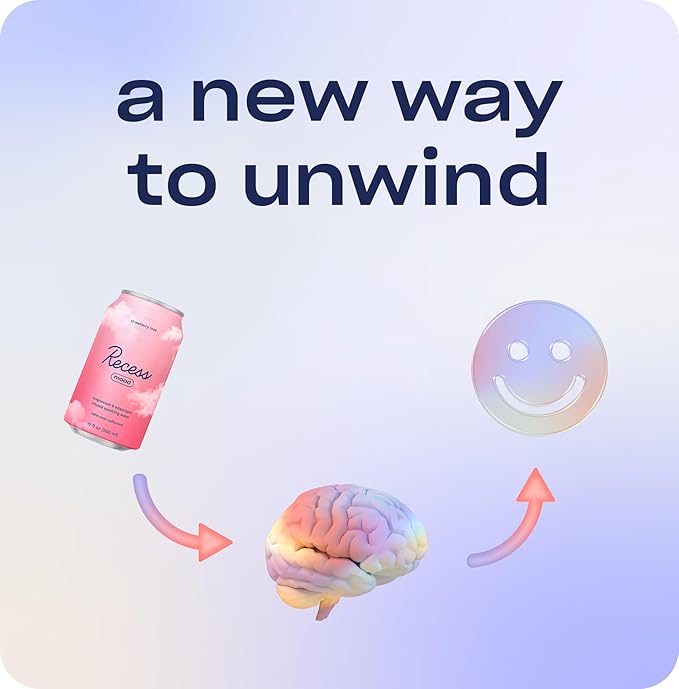 Recess Mood Magnesium & Adaptogen Drink, Relaxation Beverage, 12 Ounce (Strawberry Rose, 12 Pack)