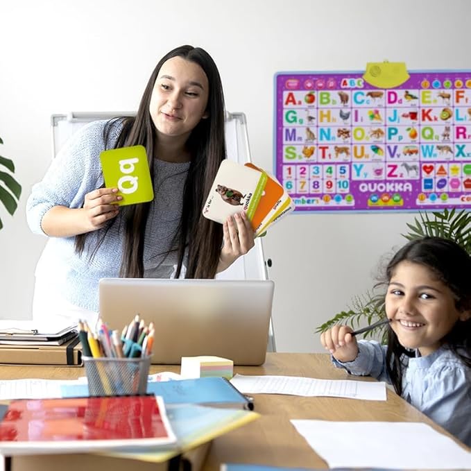 QUOKKA ABC Learning Flash Cards for Toddlers 1-3 Years - 120 Flashcards for Kids 2-4 in a Bag - Alphabet Numbers Letters Preschool Activities Ages 4-8 - Gift Speech Therapy Toys 1-3-5 yo