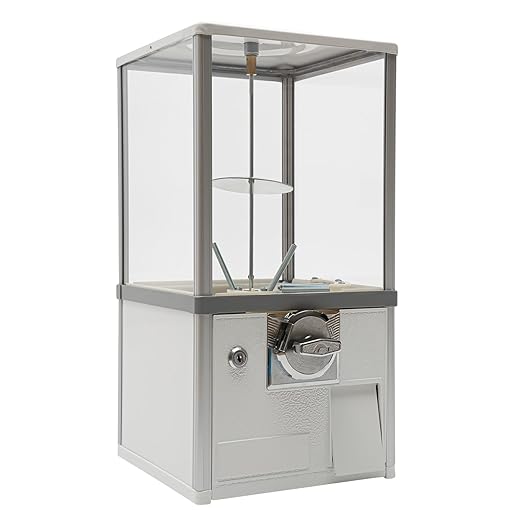 Candy Vending Machine Commercial Gumball Machine Large Load Capacity Gumball Bank for Game Stores and Retail Stores Vintage Style for 1.77-1.97inch Gadgets Height 20.87inch (White)