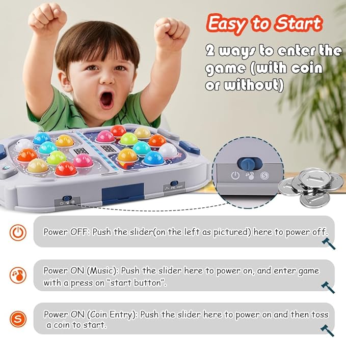 Hammer Mole Game for Toddler, Toys for 3-12 Year Old Boys and Girls, Kids Whacking Mole Game,Gifts for 3 4 5 6+ Year Old Boys, Interactive Educational Toy with Sound and Light, PK Mode with 2 Hammers