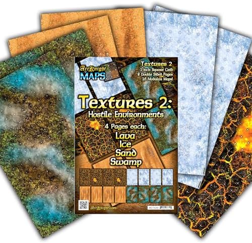 Arcknight The Textures Pack 2 Roleplaying Battlemaps; 16 Modular RPG Maps in 8 Double-Sided Pages, 1" Square Grid, Modular & Versatile Design for Tabletop Gaming - for Dungeons & Dragons & Pathfinder