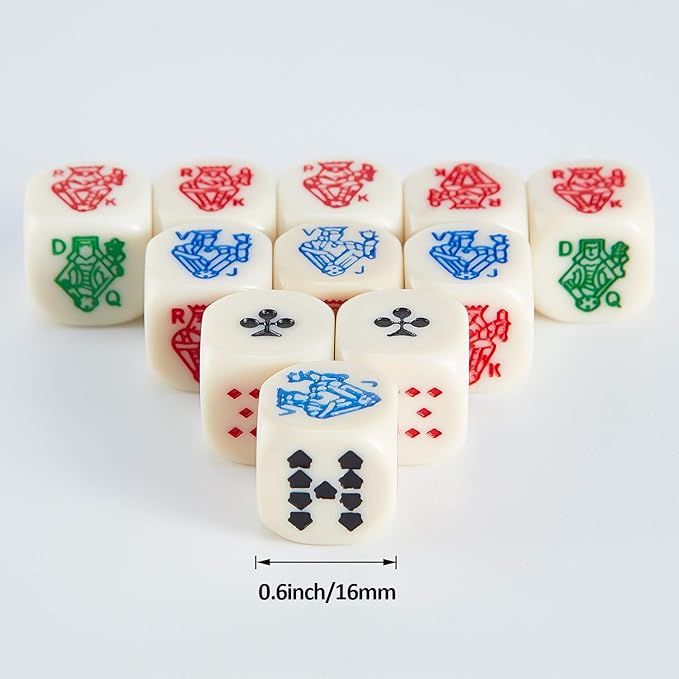 30 Pieces 16 mm 6-Sided Poker Dice, Great for Poker Games and Card Games