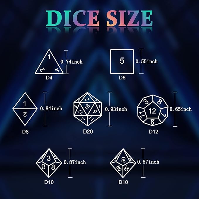 D&D Dice,DND Dice Set for Dungeons and Dragons,D20 Metal Dice for Gaming Dice Set or RPG Role Playing MTG Tabletop Board Games(SilverBlood)