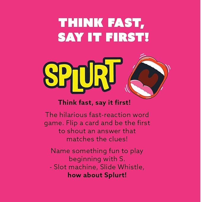 Gamewright - Party to Go - Splurt - Think Fast, Say It First - Ages 10+, 2-8 Players