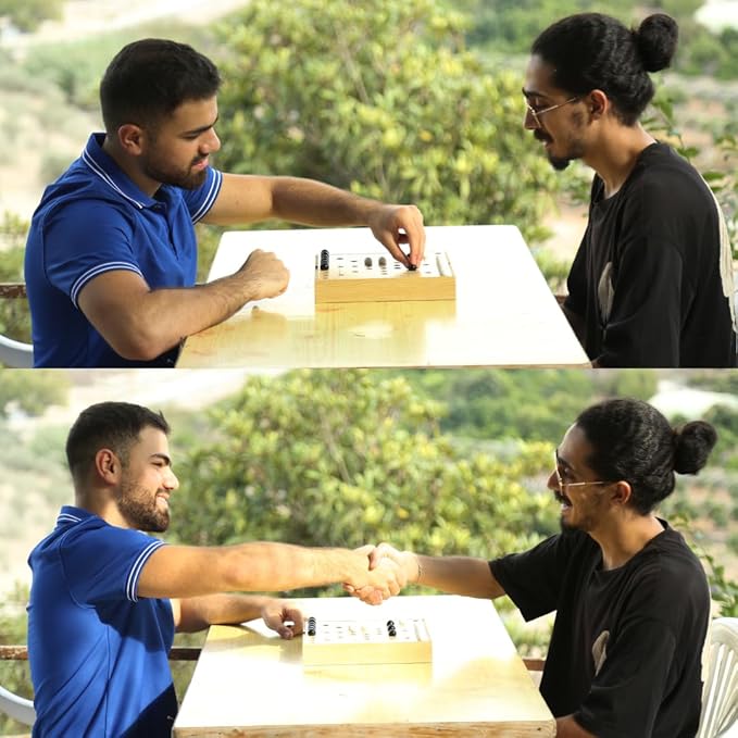 Nine Mens Morris Board Game - 2 Player Games Marble Tic Tac Teo Game - Ancient Rome Board Game - Black & White Marble Strategy Game - Wooden Board Games Strategy Games for Adults (Oak)