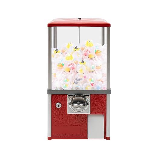 Gumball Vending Machine, Big Bubble Candy Dispenser, 1.77in, 25 Cent Coin, Red