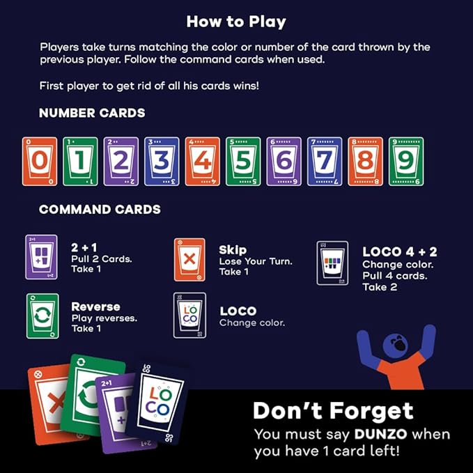 DUNZO® - Hydrating Version of Classic Card Game with 4 Unbreakable Glasses - Draw Two, Skip, Reverse, Get Loco - Fun Party Game & Funny Gifts - Card Games