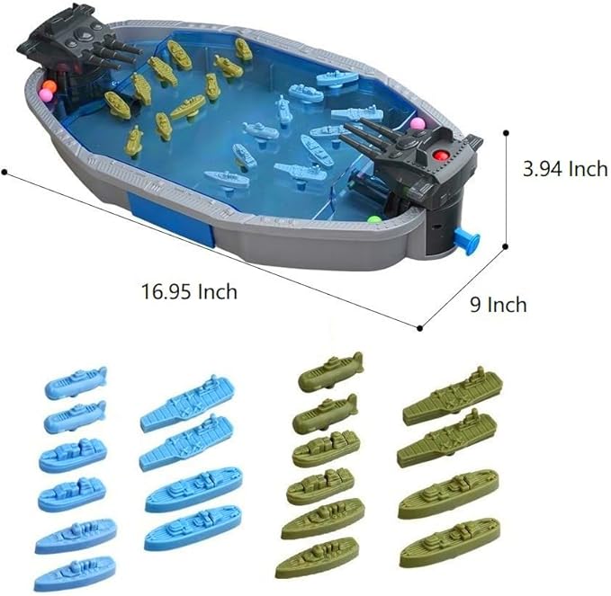 Naval Battleships Shooting Game, Tabletop Warships Shot Game for 2 Players, Battle Competitive Game for Age 6+, Fun for Family, Office, School