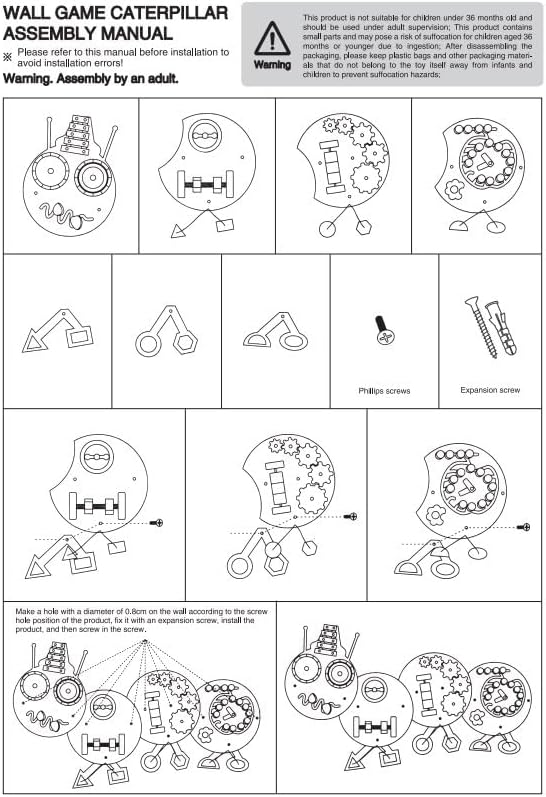 Busy Board caterpollar Caterpillar Activity Wall Panels, Children Kids Educational Wall Toy, Wall Sensory Preschool Toy with 8 Basic Activities Games, Toddler Room Decor