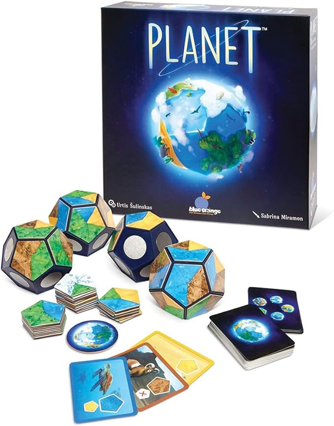 Tabletop Strategy Game, Award Winning, Kid Teen Family Adult Game Nights and Party, 3D World Map Building, 2-4 Players, Ages 8+, Planet by Blue Orange Games