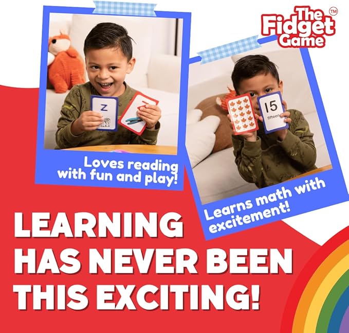 THE FIDGET GAME Kindergarten Learning Bundle - Flashcards and Pop Fidget Toys for Kids Pre-K to Grade 3 - Learning Activities and Games for High-Frequency Dolch Sight Words - Includes Mats and Dice