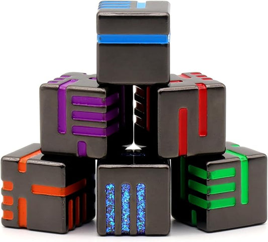 D6 Metal Dice Set, HNCCESG 6 Sided Dice 6 Pieces Solid Metal Game Dice for DND Dungeons and Dragons Role Playing Game RPG Pathfinder Shadowrun Warhammer D&D Accessories Gift (Mixed Color)