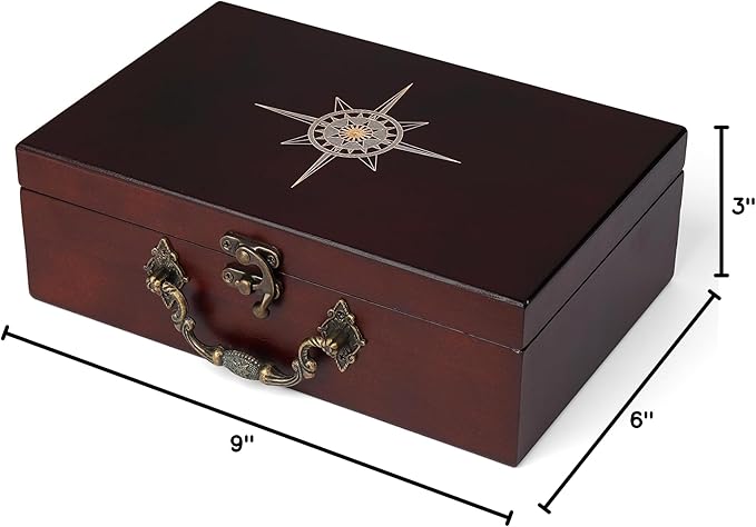 STERLING Games 12 Number Shut The Box Wooden Box Travel Case Nautical Theme Family Dice Game for Kids and Adults