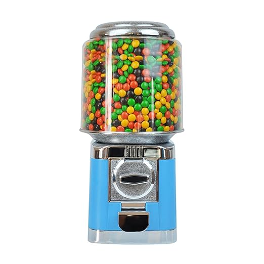 Gumball Machine, Candy Vending Machine, PC Round Gumball Dispenser, Bubble Gum Machine for Game Stores, 25 Cents Coin Operated Gumball Bank for Toy Capsules Bouncy Balls Candy