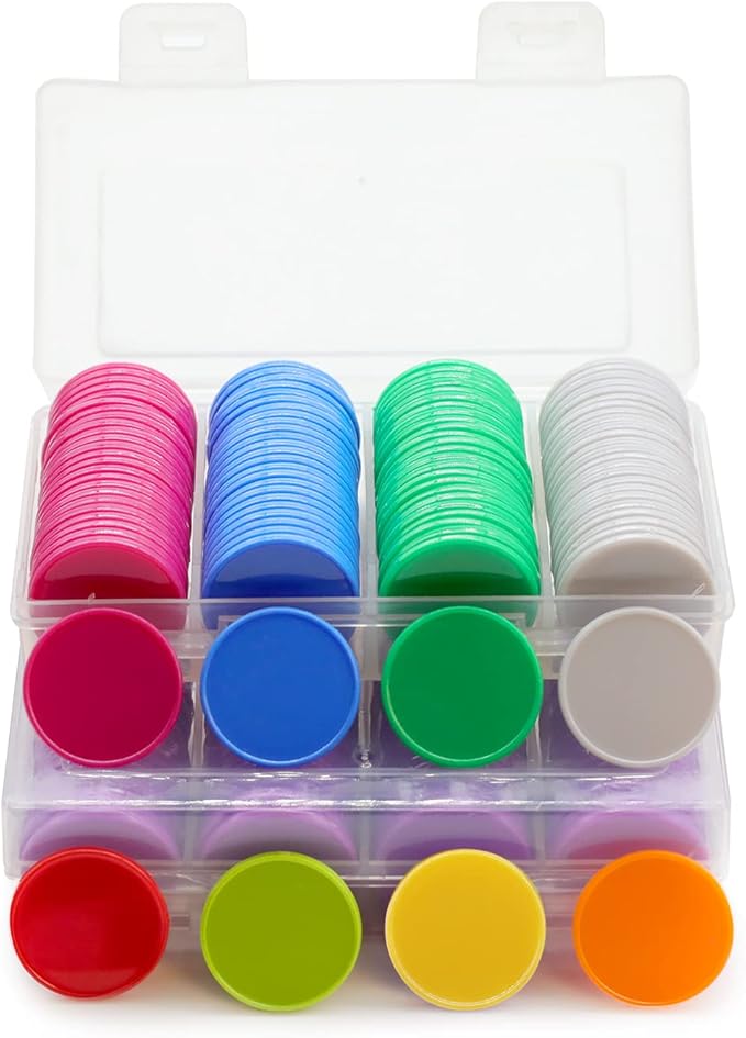 Set of 100 Opaque Plastic Learning Counters Mini Poker Chips Game Tokens with Storage Box (Goldenrod, 1 Inch)