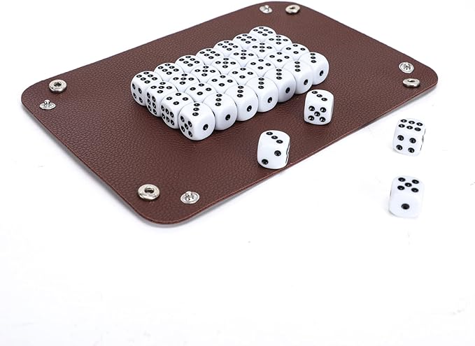 Party Games Leather Dice Cup Set, 6 Black Leather Dice Cups +30 Dice + Exclusive Storage and Transport Case Made of Faux Leather