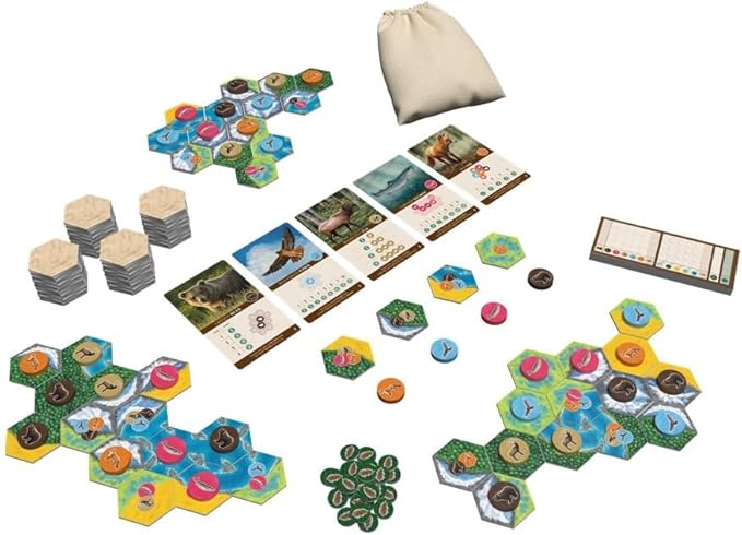 Cascadia Board Game Bundle with Mr Dice Drawstring Bag
