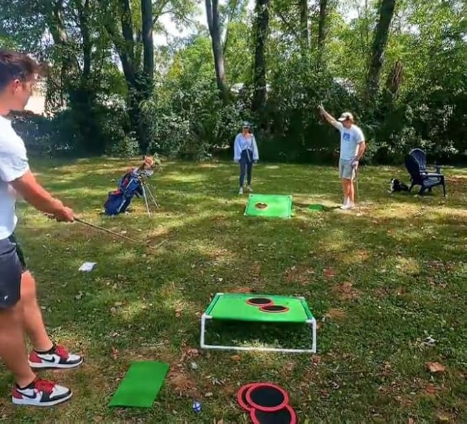 – Backyard Golf Game with 16 Chipping Velcro Balls & Mat, Yard and Outdoor Games for Adults & Family, Indoor Golf Set for Home, Beach or Party, Lawn Games for Adults & Family Outdoor