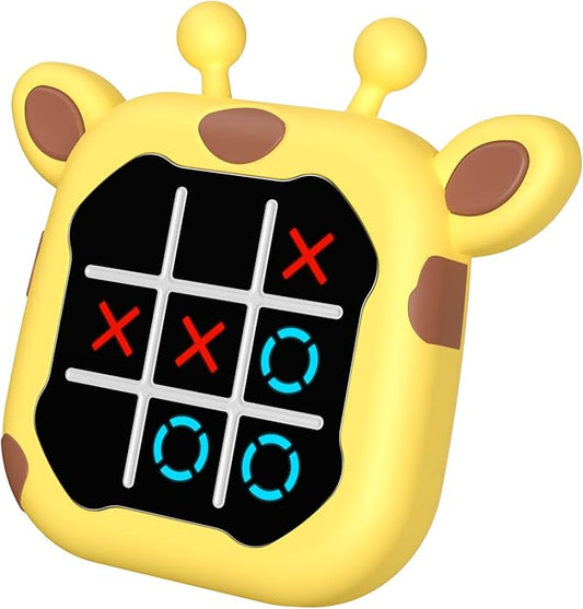 INKLAB Tic Tac Toe Game, Animal-Themed 3-in-1 Handheld Puzzle Game Console, Board Games for Kids, Portable Travel Games, Birthday Gifts for Ages 3+ (Giraffe)