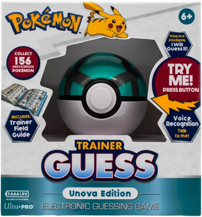 Ultra PRO Pokémon Trainer Guess: Unova Edition, I Will Guess It! Electronic Voice Recognition Guessing Brain Game Pokemon Go Digital Travel Board Games Toys - Talk to Your Poke Ball