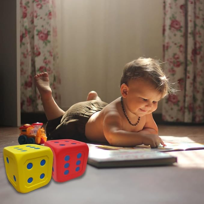 Macro Giant (48 pcs) 6 Inch PU Foam Jumbo Big Playing Dice, Pack of 4 pcs Dice, 12 Pack, Basic Colors, Wholesale, Math Teaching, Teaching Aids, Board Games, Kid Toy