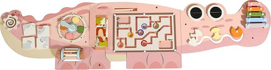 ROBUD Wooden Busy Board for Children - Montessori Learning Toy, Wall Mounted Activity Centre with Gears, Maze, Children's Wooden Toy Gifts for Toddlers, Girls, Boys