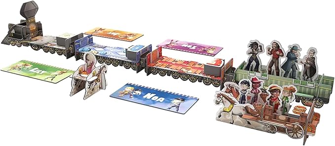 Ludonate: Kids Express - Cooperative Board Game, 3D Train, Flick Projectiles to Hit Bandits, Kids Version of Colt Express, Age 5+, 1-4 Players, 15 Min