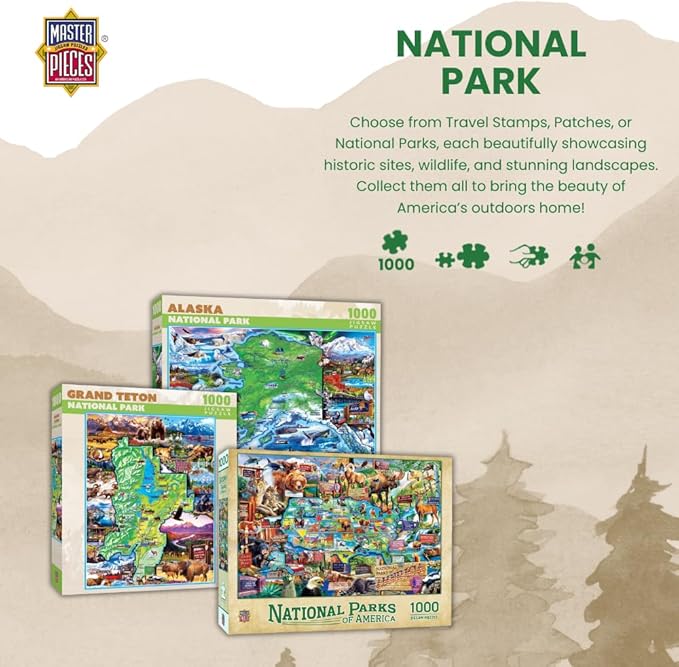 MasterPieces - 1000 Piece Jigsaw Puzzle, Alaska National Park, Fun for Adults, Family, Kids 19.25"x26.75"