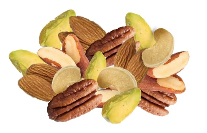 Dry Roasted Deluxe Mixed Nuts with Himalayan Salt (1 Lb.) - A Super Tasty Mix of Almonds, Brazil Nuts, Cashews, Pecans & Pistachios - Farm Fresh Nuts Brand