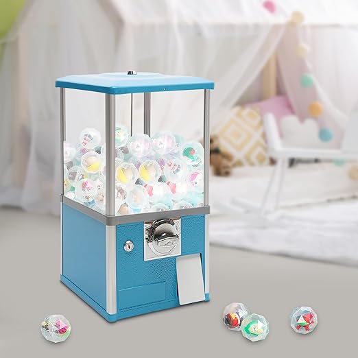 25 Cents Coin Operated Vending Machine, 20.87" Height Commercial Candy Gumball Machine Huge Load Capacity Candy Vending Machine, Big Capsule Vending Machine for 1.77-1.97in Ball Diameter (Blue)