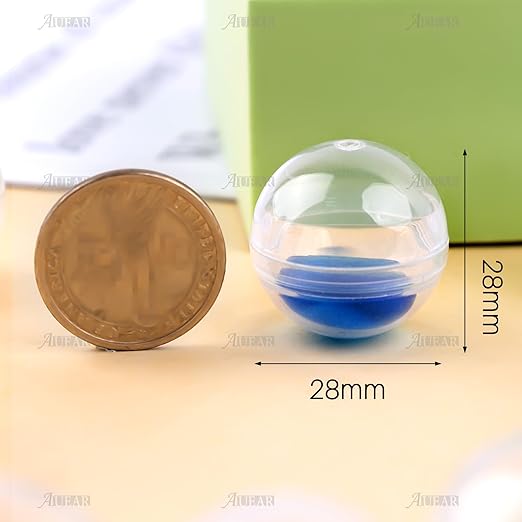 AUEAR, 50 Pack Translucent Small Round Capsules 1.1 Inch Vending Machine Empty Plastic Gumball Containers for Party Favor Prize