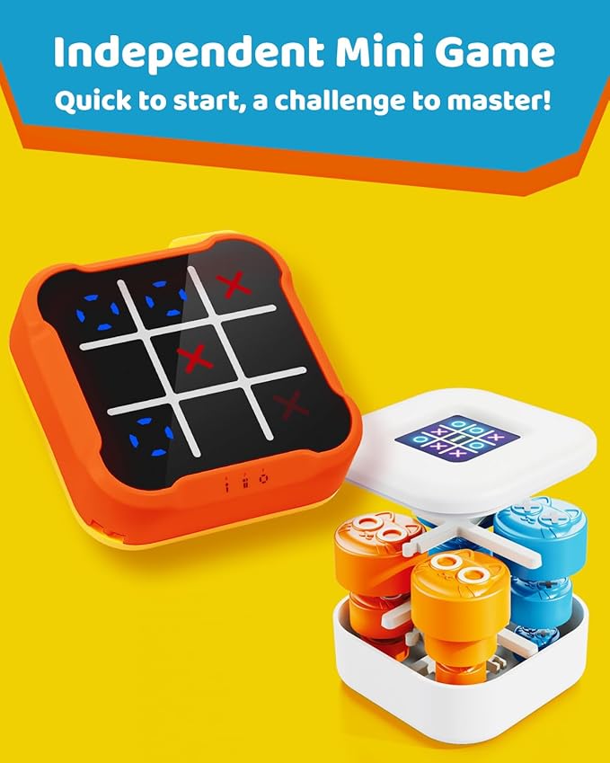 Tic Tac Toe Bolt Game, Electronic 4-in-1 Portable Handheld Puzzle Game for Educational Family Fun and Road Trips for Kids and Adults