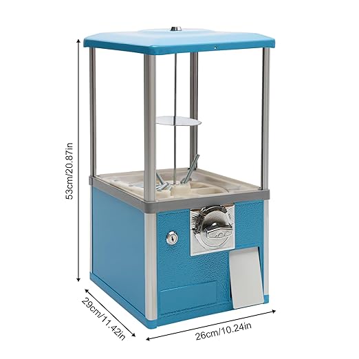 25 Cents Coin Operated Vending Machine, 20.87" Height Commercial Candy Gumball Machine Huge Load Capacity Candy Vending Machine, Big Capsule Vending Machine for 1.77-1.97in Ball Diameter (Blue)