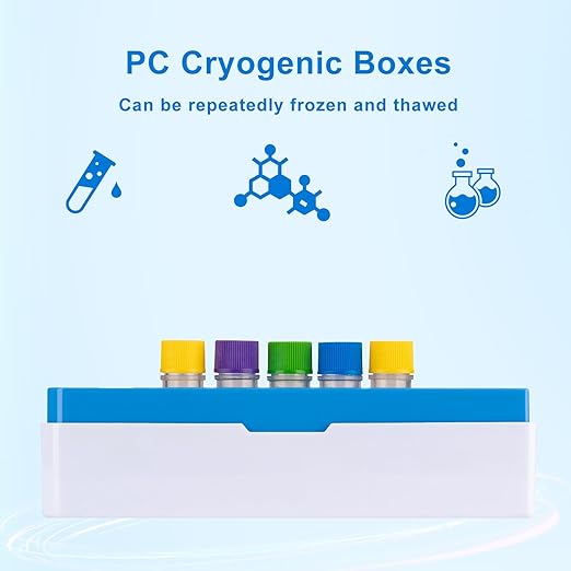 2in 81-Well PC Lab Freezer Box Cryo Boxes Cryogenic Storage Box, Assorted Colors Microtube Storage Box, Case of 20