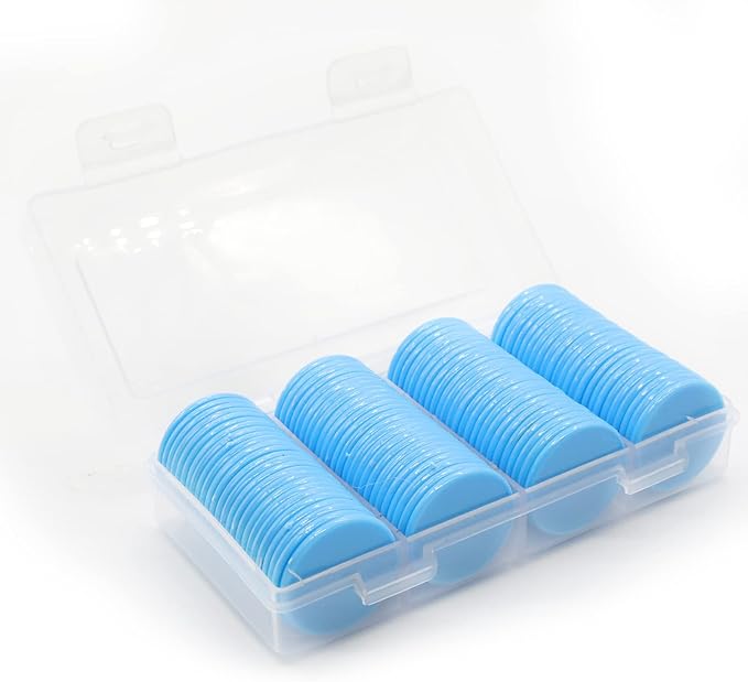 Set of 100 Opaque Plastic Learning Counters Mini Poker Chips Game Tokens with Storage Box (Deepsky Blue, 1 Inch)