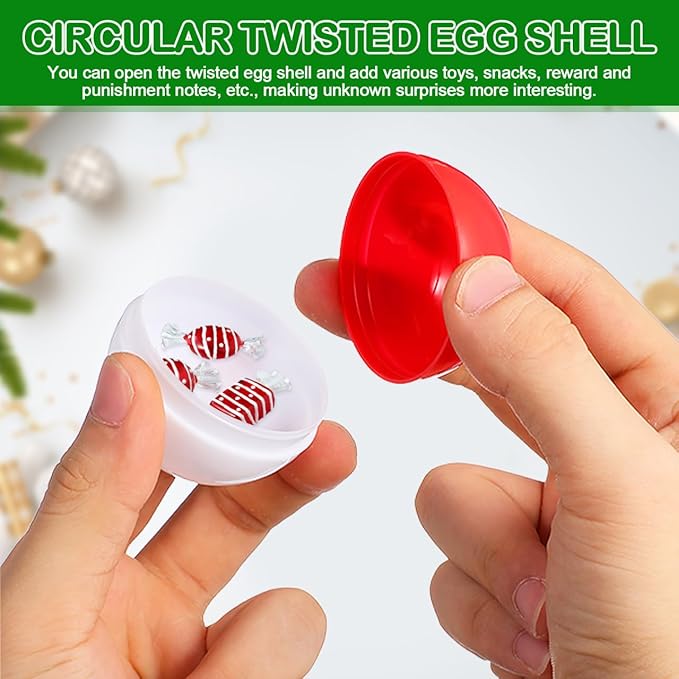 GLEAVI 20Pcs Gumball Vending Machine Capsules: 2 inch Empty Round Capsules Plastic Containers for Birthday Party Easter Chritsmas(Red and White)