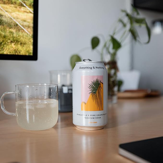 Something & Nothing Pineapple & Pink Grapefruit Flavoured Sparkling Water | Lightly Carbonated, Full Flavoured with Grape & Lemon Juice | Vegan & Low Calorie Soda | 12 Fl Oz Cans (Pack of 12)