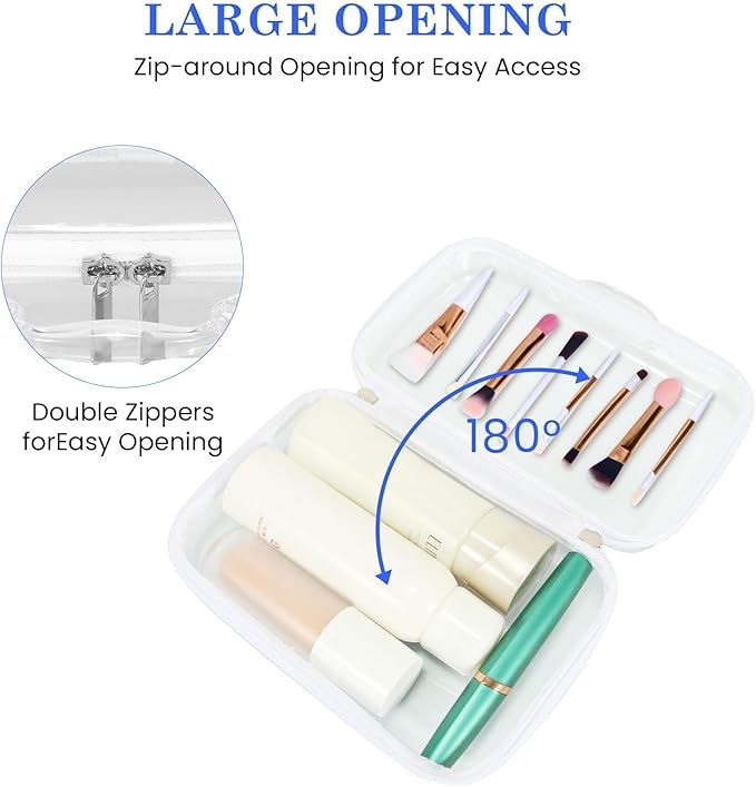 Zippered Hard Pouch, Clear Hard Shell Zipper Case, Clear Plastic Pouches Travel Bags for Kids, Storage for Building Blocks, Puzzles, Cosmetics, Stationery Accessories, Small - 4Pack