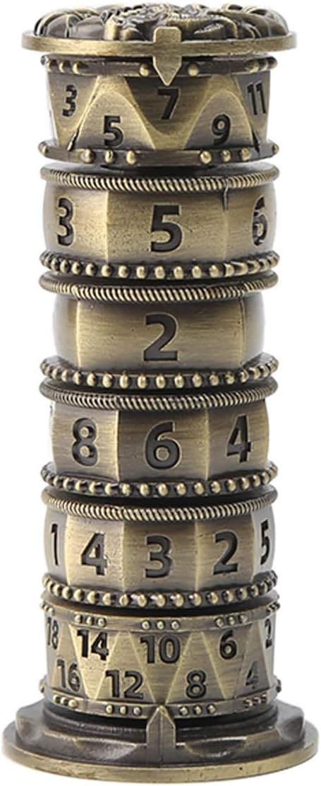 Pagoda Dice Spinner, 7 in 1 Metal Unique Roulette Dice for Sci-Fi, War, Crime Theme Tabletop Games